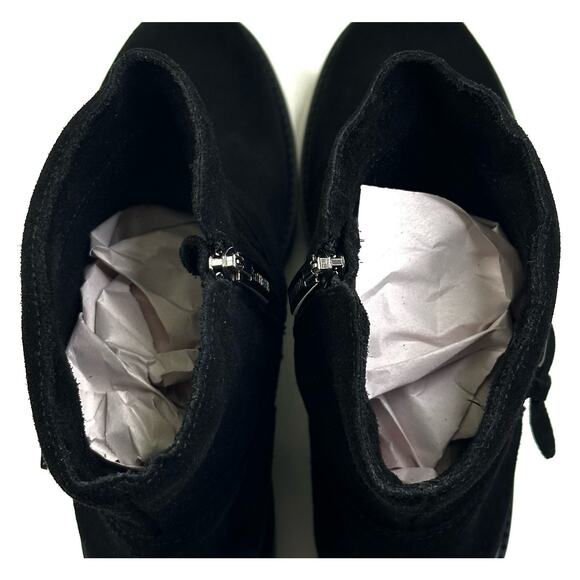 La Canadienne Kian Waterproof Black Suede Ankle Boots Womens 7M Buckle New $550 - Picture 10 of 13